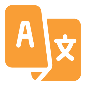 Language translation icon with overlapping cards